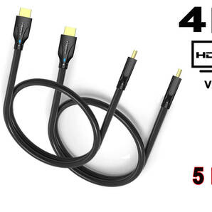 4K HDMI ケーブル HDMI2.0規格 スーパースリム ブラック 60Hz 18Gbps HDR 3DフルHD ARC CEC HEC対応 TV,PS5,PC