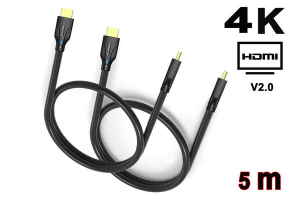 4K HDMI ケーブル HDMI2.0規格 スーパースリム ブラック 60Hz 18Gbps HDR 3DフルHD ARC CEC HEC対応 TV,PS5,PC