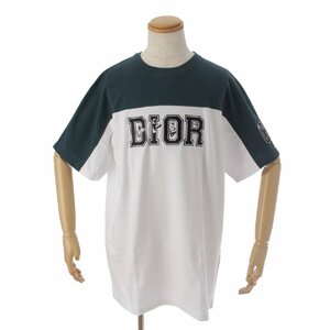 【ディオール】DIOR　メンズ 21AW ケニーシャーフ コットン オーバーサイズ Tシャツ グリーン×ホワイト XL 未使用 185411