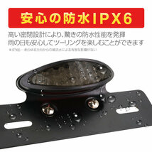 バイク用テールランプ ナンバーランプ付 高輝度LED 汎用 防水IPX6 ブレーキランプ ポジションランプ カスタム 2in1 GWBIKTLED01BK_画像2