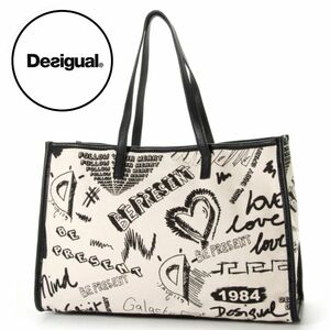 Desigual 訳あり ☆即完売☆手書きプリント コットントートバッグ トートバッグ