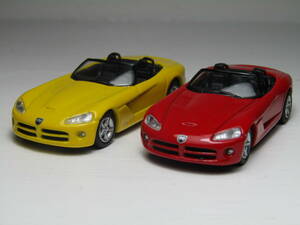 DODGE VIPER 1/72 Dodge Viper SRT-10 2台ダッジ バイパー ヴァイパー GTS ロードスター Roadstar V10 イエローxレッド アメリカンマッスル