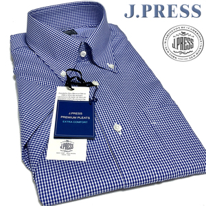 JP419XL 新品 定番 J.PRESS ORIGINALS Jプレス PREMIUM PLEATS / 形態安定　ギンガムチェック 半袖シャツ ボタンダウンシャツ クールビズ