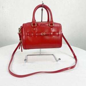 美品　folli follie フォリフォリ　レッド　レザー　2way ハンドバッグ　ショルダーバッグ　鞄