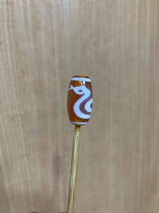 希少 極上品 橙玉髄 白蛇天珠 19.8mm × 10.5mm