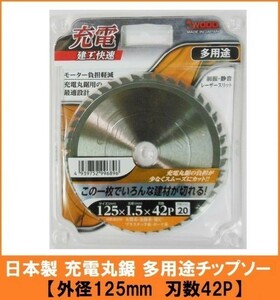 【日本製】 建工快速 多用途 チップソー 替刃 【外径125mm】 モーター負担軽減で充電丸鋸に最適 木工 金属 塩ビ プラスチック 石膏ボード