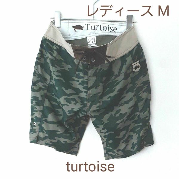 未使用）タータス ボードショーツ レディース M オリーブカモ turtoise doll olivecamo 水着 サーフパンツ