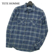 TETE HOMME テットオム 秋冬 長袖 ワーク★ チェック ネル シャツ Sz.5　メンズ 日本製　A2T12845_B#B_画像1