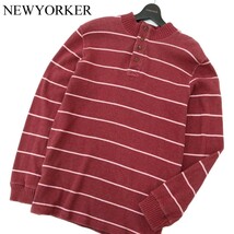 NEWYORKER ニューヨーカー 秋冬 ボーダー★ ヘンリーネック トレーナー Sz.L　メンズ　A2T12439_B#H_画像1