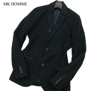 MK HOMME ミッシェルクラン オム 秋冬 総裏 フェイク スウェード★ アンコン テーラード ジャケット Sz.46　メンズ 黒　A2T12339_B#N