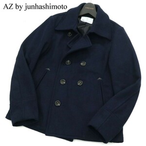 AZ by junhashimoto エーゼイ バイ ジュンハシモト 秋冬 ウール混★ メルトン Pコート Sz.S　メンズ ネイビー　A2T12413_B#N