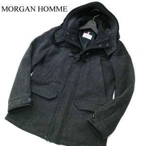 MORGAN HOMME モルガン オム 秋冬 ウール★ 切替 デザイン ダッフル コート Sz.AL　メンズ グレー　A2T13063_B#N