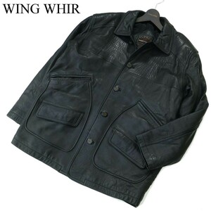 D'HOMME A HOMME ドムアオム WING WHIR 秋冬 羊革★ リアル ラム レザー 中綿 ジャケット コート Sz.L　メンズ 黒　A2T13473_B#N