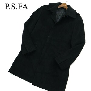 P.S.FA パーフェクトスーツファクトリー 秋冬 ウール混 アンゴラ★ シングル コート Sz.M　メンズ 黒　A2T13824_C#N