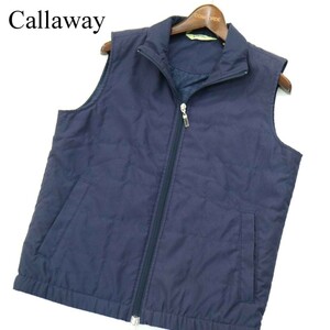 Callaway キャロウェイ 秋冬 格子柄 キルティング★ ジップアップ 中綿 ベスト Sz.M　メンズ ネイビー ゴルフ　A2T12423_B#N