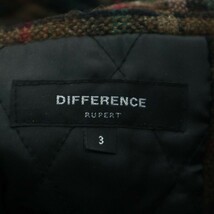 DIFFERENCE RUPERT ルパート 秋冬 ウール★ チェック フーディー 中綿 コート Sz.3　メンズ　A2T12704_B#N_画像5