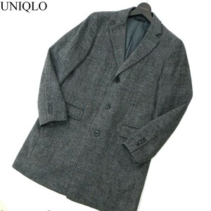 UNIQLO ユニクロ 秋冬 グレンチェック★ ウール カシミヤ チェスター コート Sz.M　メンズ　A2T13516_B#N