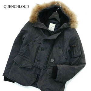 QUENCHLOUD クエンチラウド 秋冬 リアル ファー★ N-3B風 ミリタリー 中綿 フライト ジャケット Sz.2　メンズ グレー　A2T13160_B#N