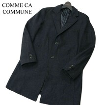 COMME CA COMMUNE コムサ コミューン 秋冬 NOBILIA生地★ メルトン ウール チェスター コート Sz.M　メンズ ネイビー　A2T14221_C#N_画像1