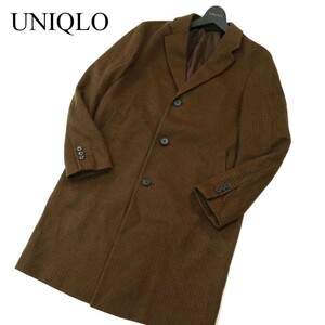 UNIQLO ユニクロ 秋冬 定番★ ガンクラブチェック ウール カシミヤ チェスター コート Sz.S　メンズ　A2T14518_C#N