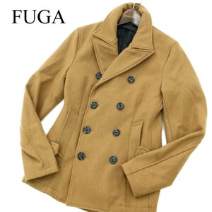 FUGA フーガ 秋冬 メルトン ウール★ スリム Pコート Sz.44　メンズ ベージュ　A2T12953_B#N