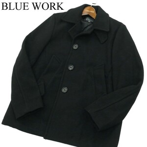 BLUE WORK ブルーワーク トゥモローランド 秋冬 メルトン ウール★ シングル Pコート Sz.XS　メンズ 黒　A2T12647_B#N