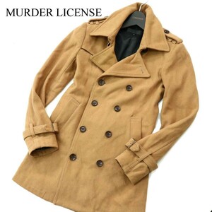 MURDER LICENSE マーダーライセンス 秋冬 襟ワイヤー★ ウール混 メルトン トレンチ コート Sz.44　メンズ　A2T13621_B#N