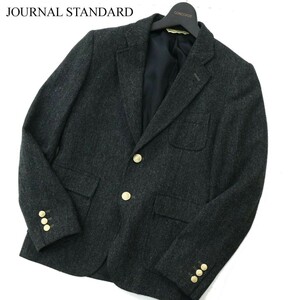 JOURNAL STANDARD ジャーナルスタンダード 秋冬 金ボタン ウール ツイード ヘリンボン ジャケット ブレザー Sz.S　メンズ 灰　A2T11833_A#N