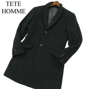 TETE HOMMEteto Homme autumn winter wool * slim Chesterfield coat Sz.4 men's dark gray A2T12658_B#N