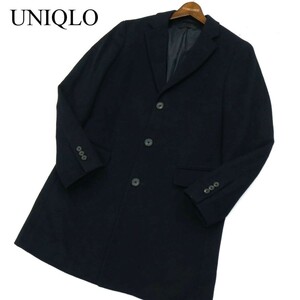 UNIQLO ユニクロ 秋冬 ウール カシミヤ チェスター コート Sz.S　メンズ ネイビー　A2T12665_B#N