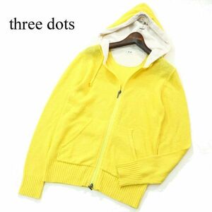 three dots スリードッツ 春夏 麻 リネン&コットン★ ニット フーディー ダブルジップ パーカー Sz.S　メンズ　A2T02605_3#J