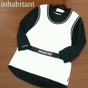 inhabitant インハビタント 春夏 タンクトップ レイヤード風★ 鹿の子 7分袖 カットソー Tシャツ Sz.S　メンズ 黒 白　A2T02888_3#D