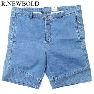 R.NEWBOLD ポールスミス チェック切替★ ストレッチ デニム ショート パンツ ジーンズ Sz.M　メンズ　A2B02303_5#P