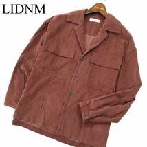 LIDNM リドム コーデュロイ★ 長袖 オーバーサイズ ビッグシルエット ワーク シャツ ジャケット Sz.S　メンズ　A2T09844_9#B_画像1