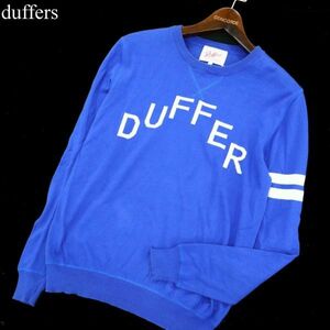 duffers ダファー 通年 ビッグ ロゴ★ 袖ライン コットン ニット セーター Sz.S　メンズ 青　A2T10968_9#L