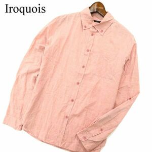 Iroquois イロコイ 通年 薄手★ ウール混 長袖 ボタンダウン シャツ Sz.2　メンズ 日本製　A2T06551_6#A