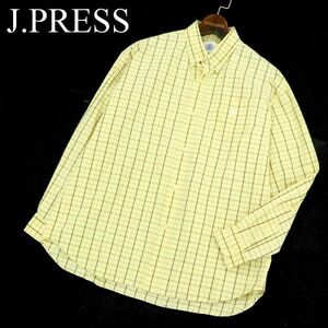 J.PRESS ジェイプレス 通年 ロゴ刺繍★ 長袖 ボタンダウン チェック シャツ Sz.170　メンズ　A3T00473_1#C