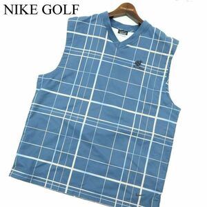 NIKE GOLF Nike Golf через год вышивка * V шея проверка лучший Sz.S мужской A3T00234_1#F