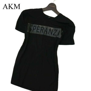 AKM エイケイエム 春夏 SPERANZA★ 半袖 Vネック カットソー Tシャツ Sz.S　メンズ 黒 日本製　A2T07030_6#D