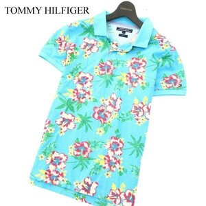 TOMMY HILFIGER トミーヒルフィガー Slim Fit 春夏 花柄 フラワー★ 総柄 半袖 鹿の子 ポロシャツ Sz.S　メンズ　A2T07692_7#A