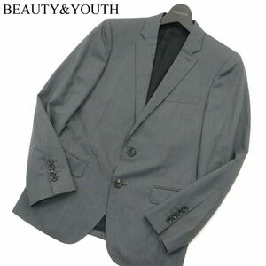 BEAUTY&YOUTH ユナイテッドアローズ 通年 総裏★ ストライプ アンコン テーラード ジャケット Sz.46　メンズ グレー　A3T04579_4#O