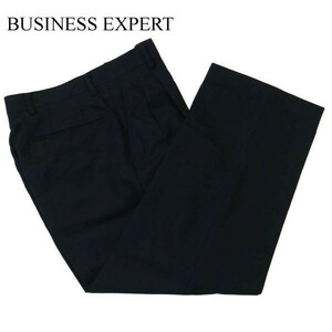 未使用★ BUSINESS EXPERT ビジネス エキスパート 秋冬 ゆったり 発熱 ストレッチ スラックス パンツ Sz.73　メンズ 紺　A1B05496_C#Q