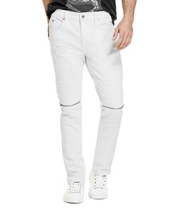 最新 GUESS SKINNY ZIPPER MOTO DENIM PANT 完売品 ゲス ホワイト デニム　N1