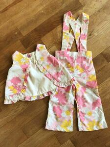  for girl floral print ensemble suit party wedding Showa Retro Vintage child clothes Kids hand made handmade 70's 80's piece .. spring summer 