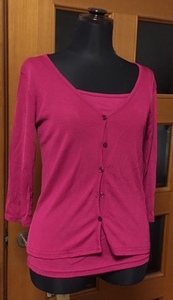 **USED2 sheets set ensemble *I*n*e* beautiful eyes! plain ensemble set *M~L* red purple. Cami &7 minute sleeve cardigan *