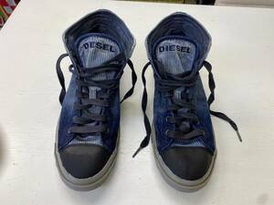 DIESEL ディーゼル ハイカットシューズ デニム 28.5cm メンズ スニーカー 靴 アメカジ 青 紺 ブルー ダメージ EXPOSURE1