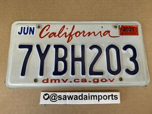 本物 カリフォルニア １枚 ナンバープレート 米国ホンダ トヨタ シボレー ダッジ ダジバンアメリカ雑貨 アメ車 USDM 北米仕様 送料込 203