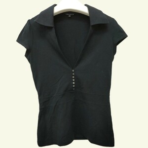  theory / theory lady's tops short sleeves shirt open color shirt French sleeve 2 size black I-2695