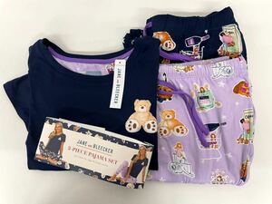 新品■JANE&BLEECKER レディース 夏用 ルームウェア L 3点セット ベア くまちゃん パジャマ 半袖 長ズボン カラフル