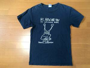 GILDAN ダニエルジョンストン プリント Tシャツ 黒 紺 S カートコバーン HI,HOW ARE YOU ヘビー 綿 中古 古着 ギルダン ブラック ネイビー